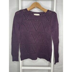 Ann Taylor Loft Sweater Womens Medium Purple Long Sleeve Pullover Crew Neck
